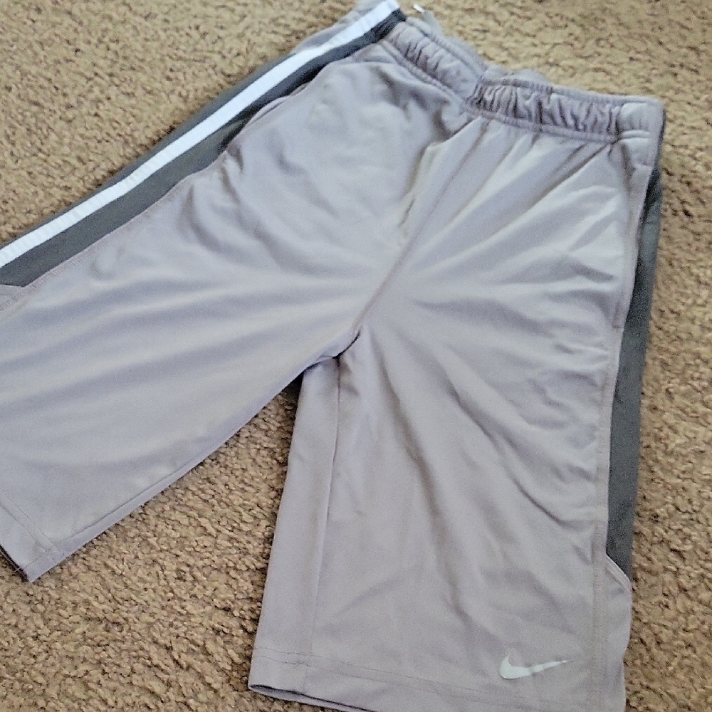 Nike Kids Light Gray Shorts with Stripes